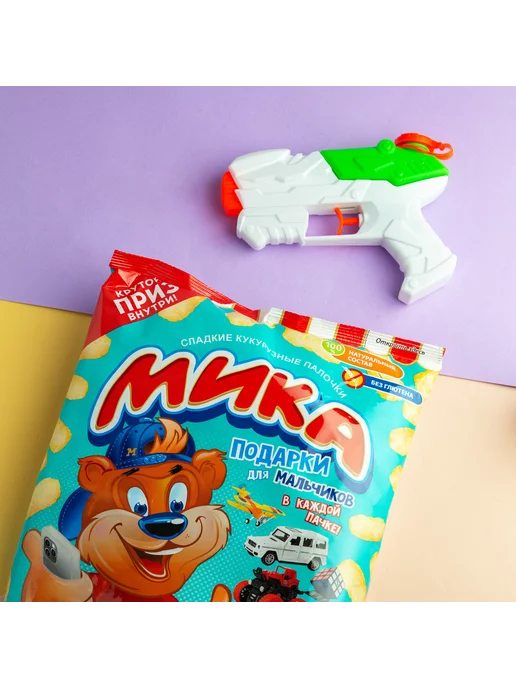 Матяш Кукурузные палочки Мика с игрушкой для мальчиков 70 гр 2 шт, 70 г, 2 шт, фото 2