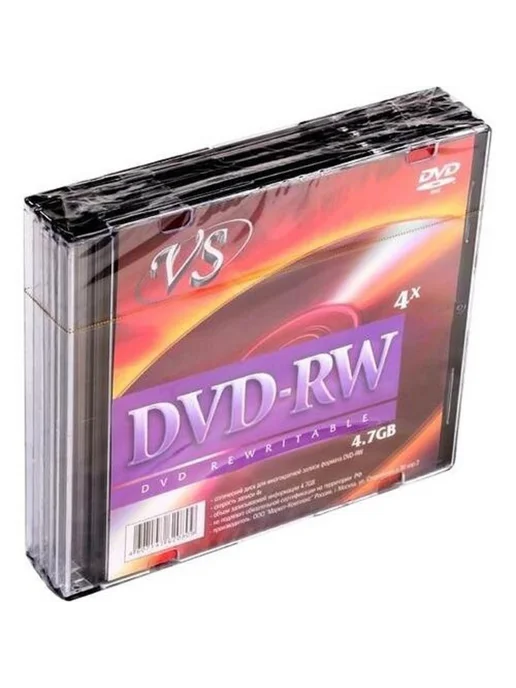 VS Оптический диск DVD-RW VSDVDRWSL501 DVD-RW, 5 шт, фото 2