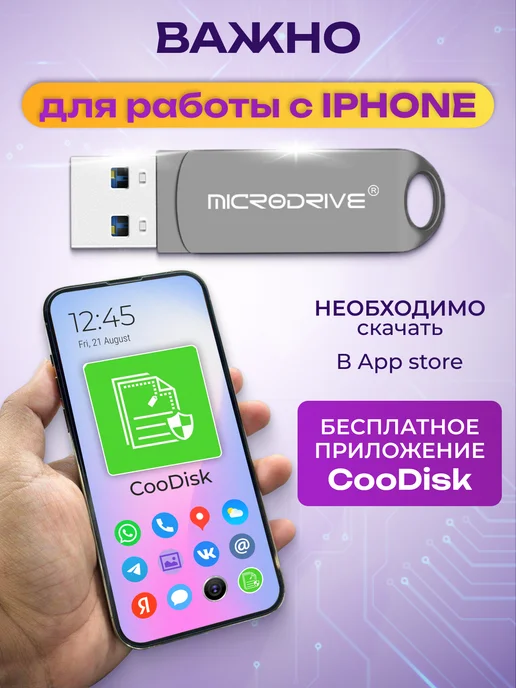 MICRODRIVE Флешка для iPhone Android и ноутбука 256 Гб USB накопитель, 256 ГБ, фото 4