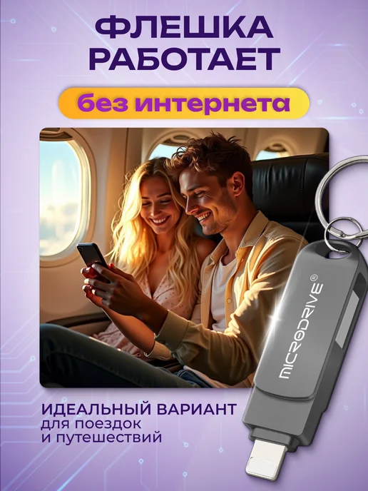 MICRODRIVE Флешка для iPhone Android и ноутбука 256 Гб USB накопитель, 256 ГБ, фото 6