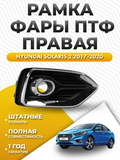 Рамка фары птф Хендай Солярис 2 2017-2020 правая