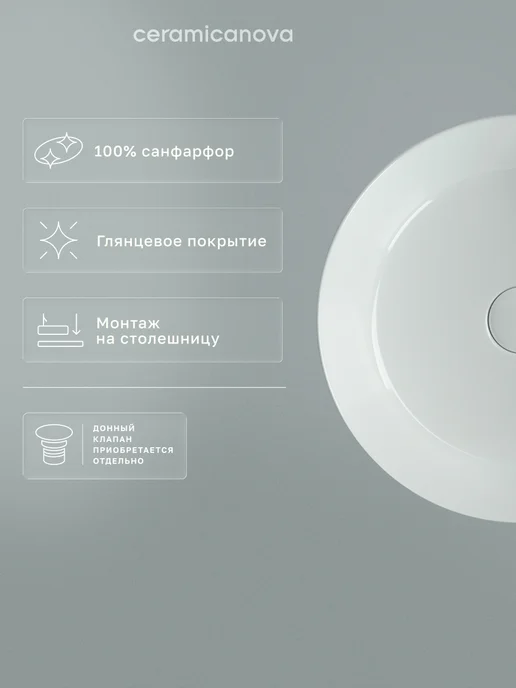 Ceramicanova Раковина накладная в ванную Element, 39х39 см, вариант, фото 3