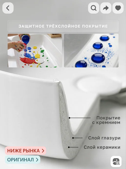 Ceramicanova Раковина в ванную накладная 36х36 см, 36x36 см, фото 6
