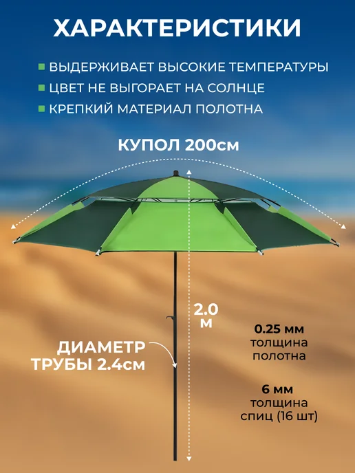 KARPEX Зонт пляжный большой от солнца, вариант, фото 3