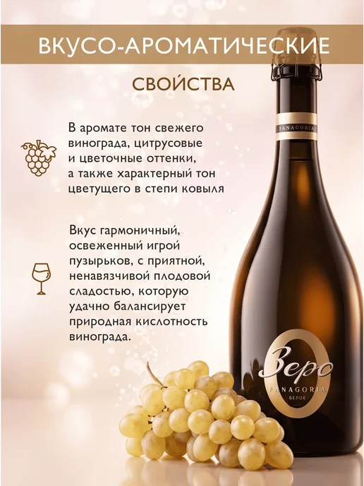 Fanagoria безалкогольный газированный напиток "Зеро белое" 0,75л, 750 мл, фото 3