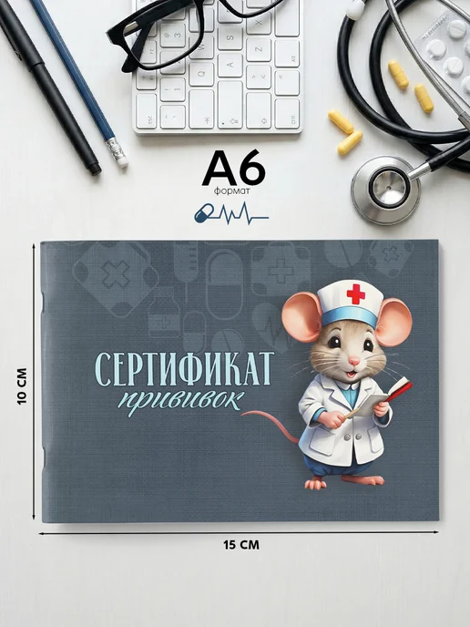Фотокнига34 Сертификат прививок для детей А6 в школу садик, серый, фото 2