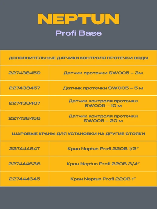 NEPTUN 1 2 Система Защиты от протечек воды 2крана 3датчика, вариант, фото 7
