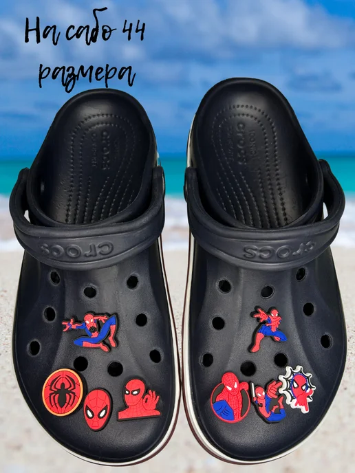 Дзябитсы Джибитсы набор на кроксы crocs сабо Человек Паук, голубой, фото 6
