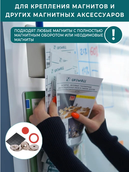 UNIWALL Доска магнитно-маркерная глянцевая самоклеящаяся 45х60, 120x200, фото 5