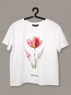 Футболка с принтом Тюльпан MONO MOOD 249243809 купить за 2 153 ₽ в интернет-магазине Wildberries