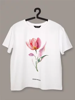 Футболка с принтом Тюльпан MONO MOOD 249243816 купить за 2 153 ₽ в интернет-магазине Wildberries