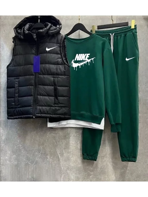 Stylish Antidote спортивный костюм Найк, комплект худи со штанами, жилетка, зеленый