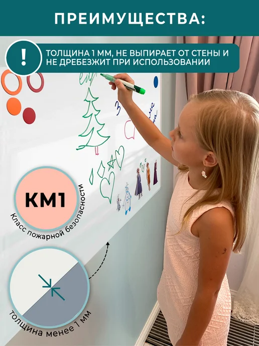UNIWALL Доска магнитно-маркерная глянцевая самоклеящаяся 45х60, 60x90, фото 5