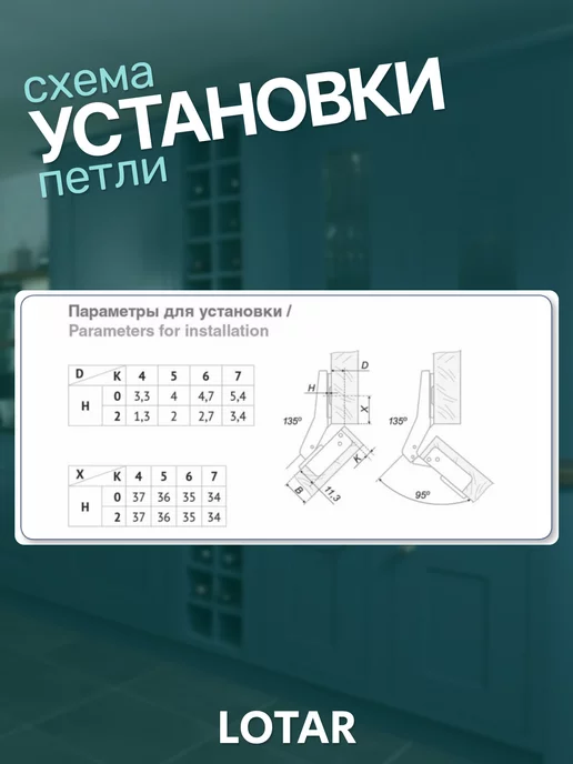 LOTAR Петли мебельные с доводчиком угловые 45 градусов 2 шт, 2 шт, фото 6