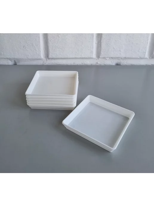 White Garden Квадратные белые поддоны для горшков, 9,7 см (8,5), 5 шт, 5 шт, фото 4