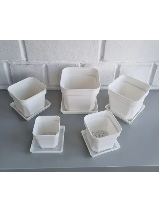 White Garden Квадратные белые поддоны для горшков, 11,8 см (10,5), 5 шт, 5 шт, фото 6