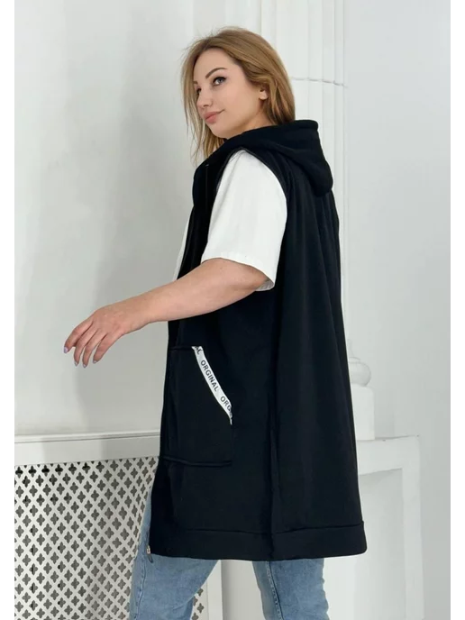 Style trend Жилетка теплая на молнии флисовая, синий, фото 2