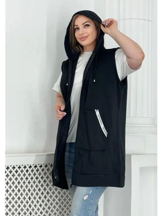 Style trend Жилетка теплая на молнии флисовая, синий, фото 3