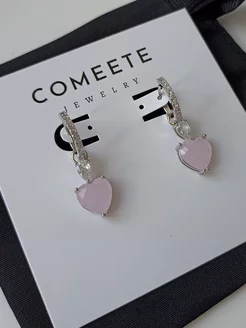 Серьги конго со съёмными подвескам сердцами бижутерия Comeete Jewelry 249558239 купить за 591 ₽ в интернет-магазине Wildberries