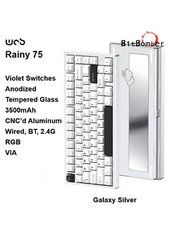 Клавиатура Rainy 75, GalaxySilver/VioletSwitches/Anodized WOB 249576288 купить за 10 791 ₽ в интернет-магазине Wildberries