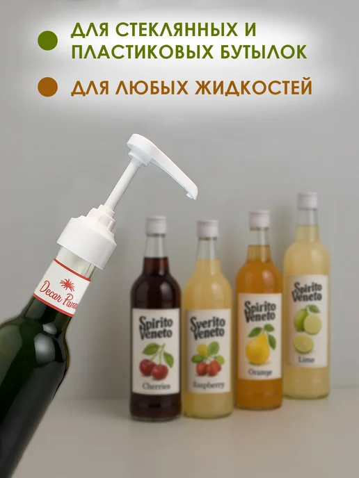 DecorPanini Помпа-дозатор для бутылки с сиропом 1 л, 1 л, 3 шт, фото 2