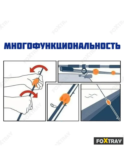 FOXTRAY Набор силиконовых держателей удилища с ремешками, синий, фото 6