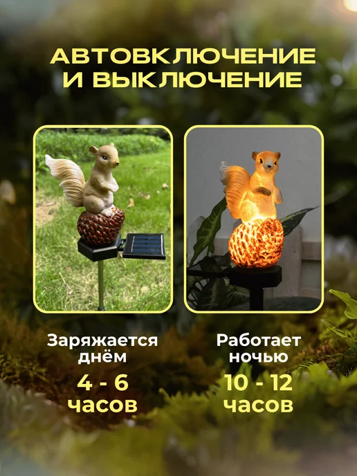 Садовые чудеса Садовая фигурка на солнечной батарее белки, вариант, фото 3
