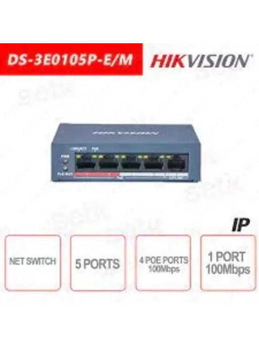 HIKVISION Коммутатор (SWITCH) сетевой DS-3E0105P-E M(B)