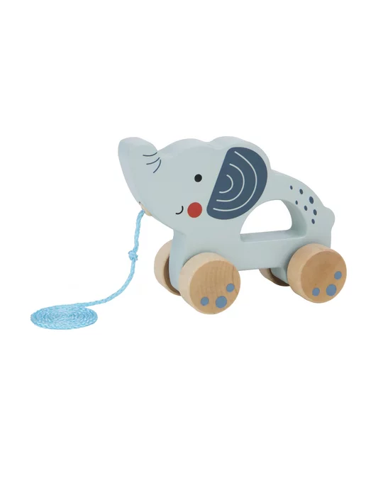 Tooky Toy Деревянная каталка Слоник, голубой