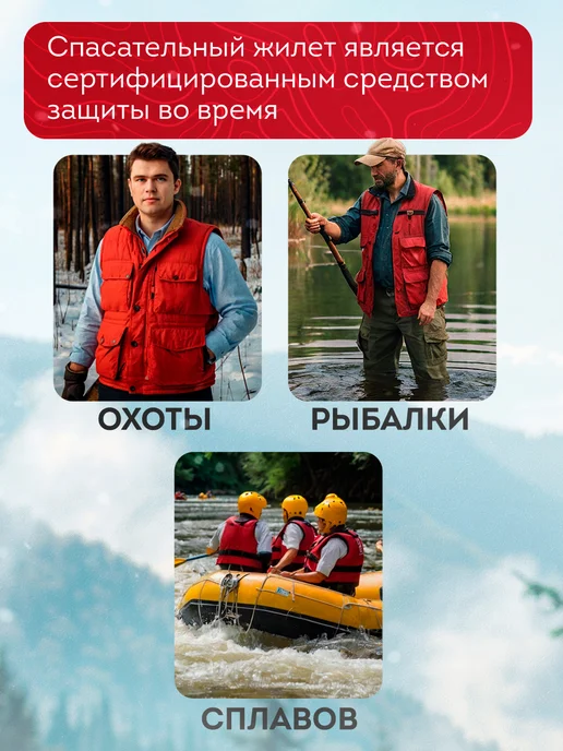 Маррс Жилет безопасности для рыбалки, красный, фото 5