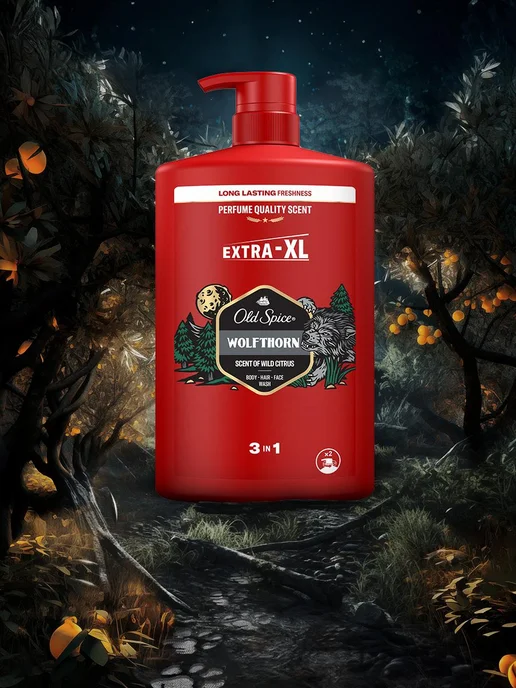 Old Spice Гель для душа мужской 3в1 Wolfthorn, 1000 мл, 1 л, фото 5