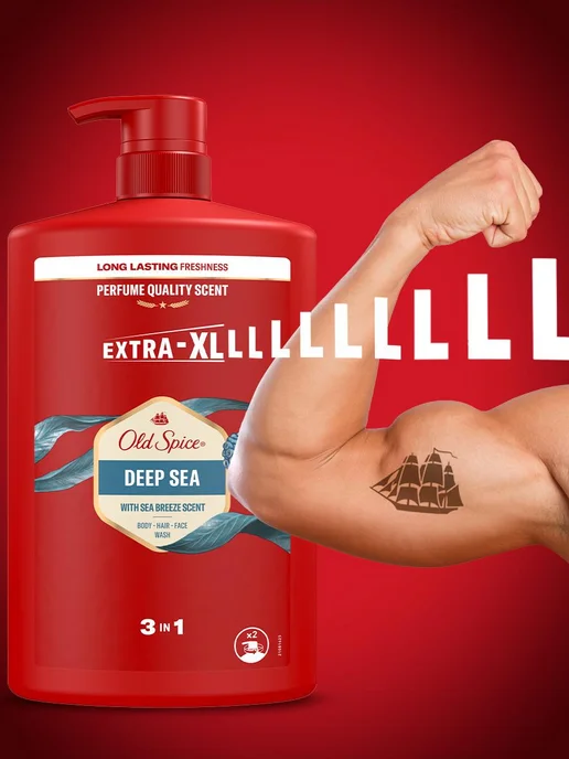 Old Spice Гель для душа мужской 3в1 Deep Sea 1000 мл, 1 л, фото 7
