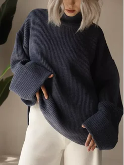Свитер оверсайз с горлом теплый