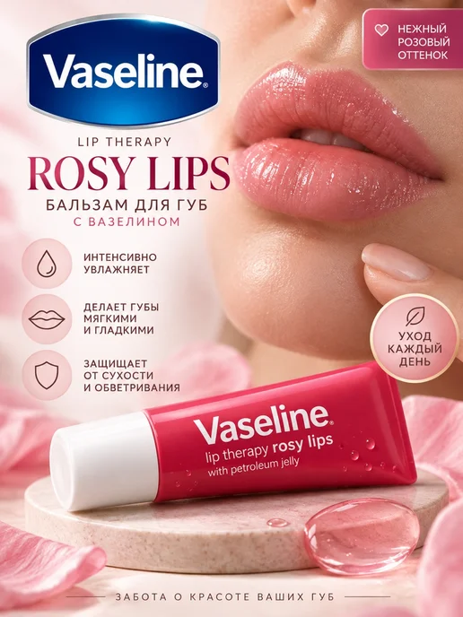 Vaseline Бальзам для губ Розовые губы 4,8 г, 4,8 г