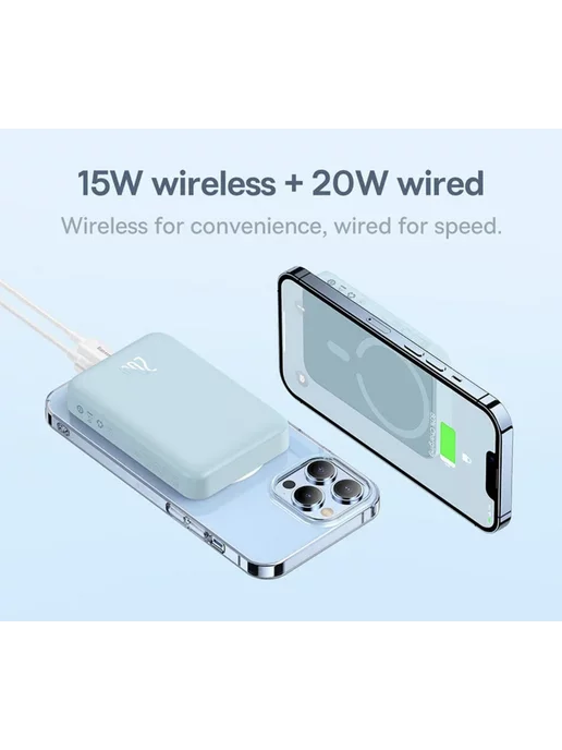 Baseus Повербанк магнитный внешний аккумулятор 10000мАч 20W, 20000 мАч, 20 Вт, фото 7