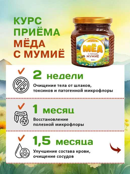 Фабрика Натуральных Продуктов Мед с мумие алтайский 6 банок по 350 грамм, 6 шт, фото 3