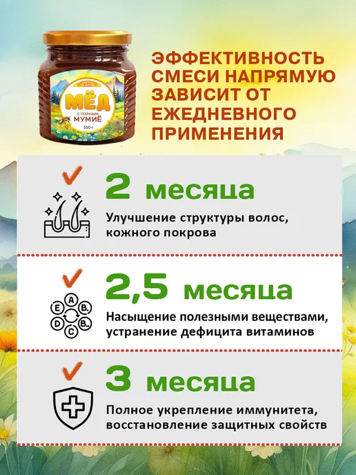 Фабрика Натуральных Продуктов Мед с мумие алтайский 6 банок по 350 грамм, 6 шт, фото 4