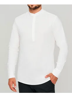 Рубашка поло с длинным рукавом без воротника