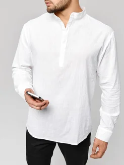 Рубашка с длинным рукавом воротник стойка