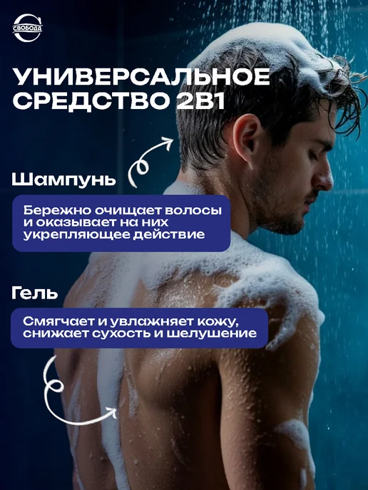 СВОБОДА Шампунь - гель для душа 2 в 1 с витамином F, 430 мл, фото 2