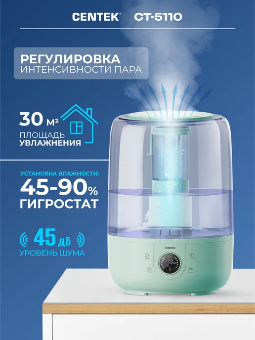 Centek 3,8л Увлажнитель воздуха дома с подсветкой ночник CT-5110, 3,8 л, фото 3