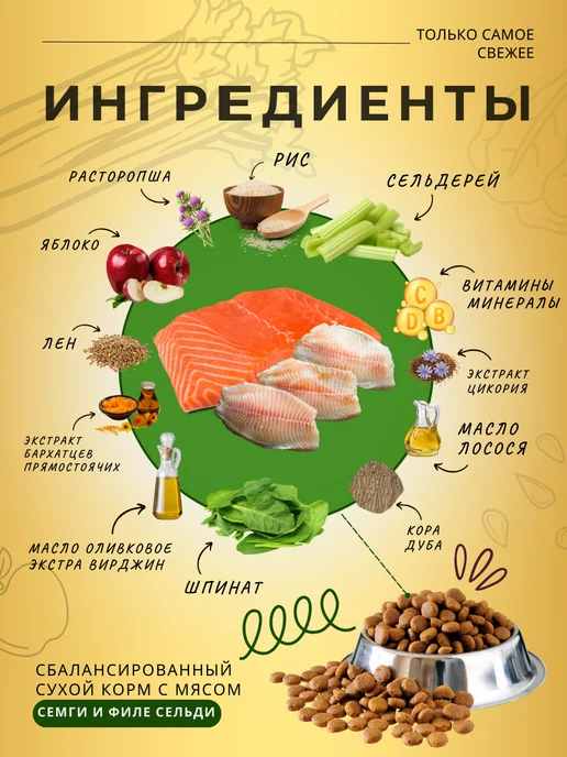 Сухой корм acari ciar Оптимум Морской для собак, рыба, 1 кг, фото 2