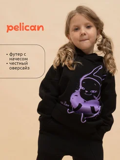 Худи для девочки оверсайз черное Pelican 249803535 купить за 2 192 ₽ в интернет-магазине Wildberries