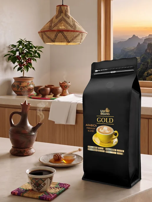UNIBEANS Кофе в зернах 1 кг арабика робуста Gold, 1 кг, фото 6