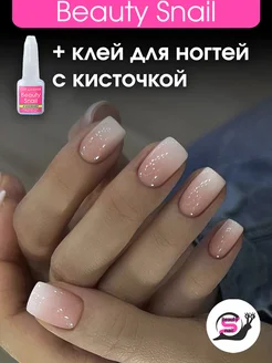 Накладные ногти с дизайном и клеем типсы короткие