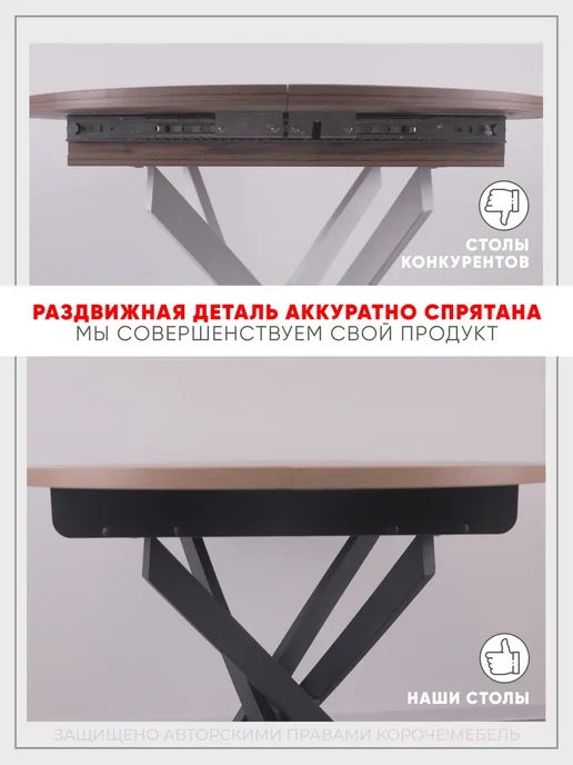 Короче! Мебель Стол кухонный раздвижной, черный, фото 3