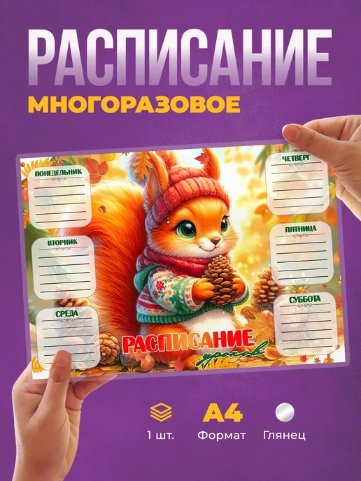 deLery Расписание уроков многоразовое Белочка, вариант