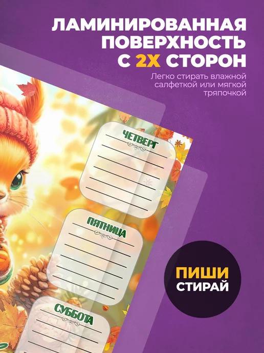 deLery Расписание уроков многоразовое Белочка, вариант, фото 2