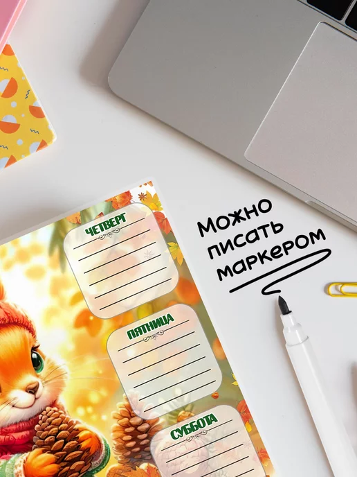 deLery Расписание уроков многоразовое Белочка, вариант, фото 4