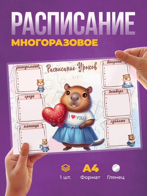 deLery Расписание уроков многоразовое Капибара, вариант